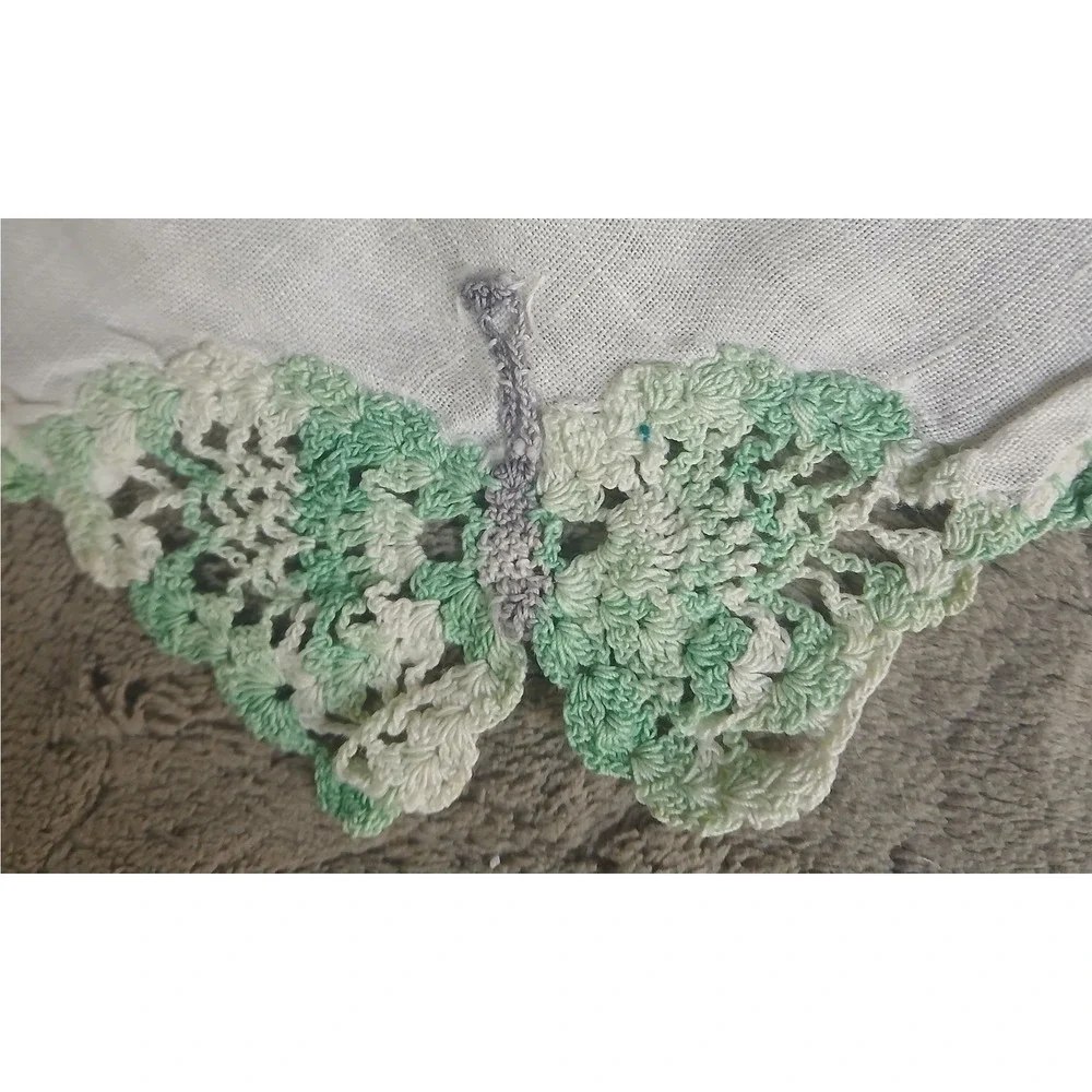 Vintage Crochet‎ Butterfly Southern Belle Handkerchief Set of 3 Linen Handmade